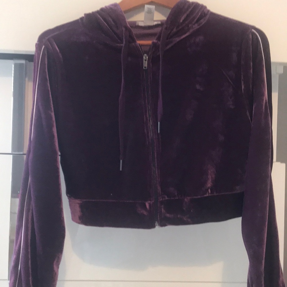 Forever 21 Velour crop  hoodie, size S